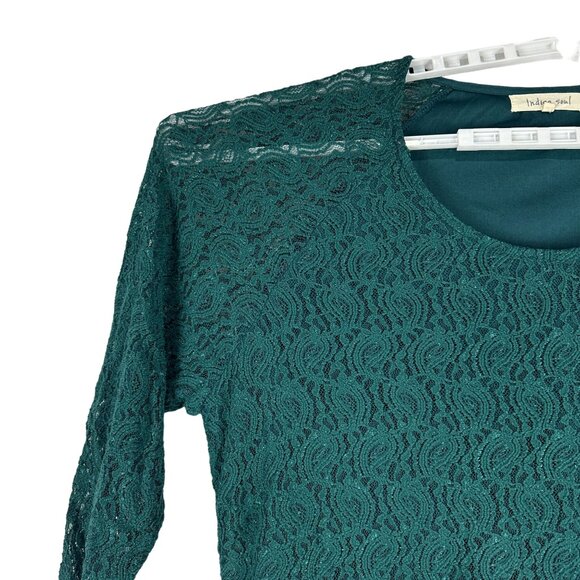 Indigo Soul Women's Lace Lined Blouse Size 2XL Plus Size Green - Picture 3 of 7